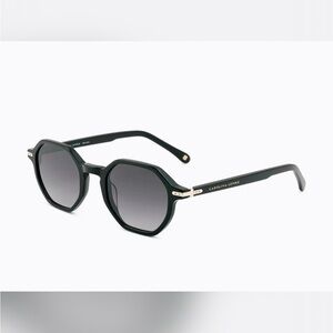 Carolina Lemke Black Geometric Sunglasses with Gradient Lenses